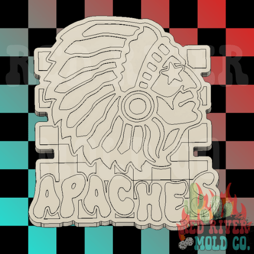 Checkered Star Eye Apaches Mascot Silicone Freshie Mold RRMC Exclusive - Red River Mold Co