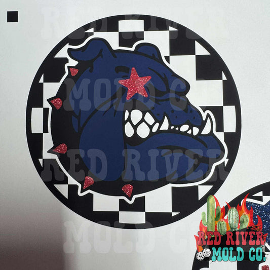 Checkered Star Eye Bulldog Circle Round Cardstock Grab Bag - Red River Mold Co