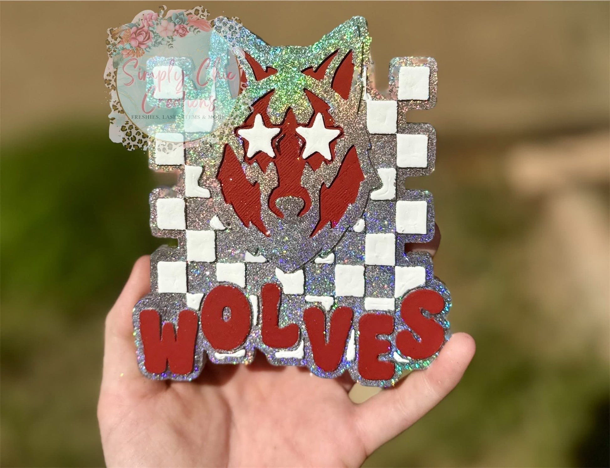 Checkered Star Eye Wolves Silicone Freshie Mold - Red River Mold Co