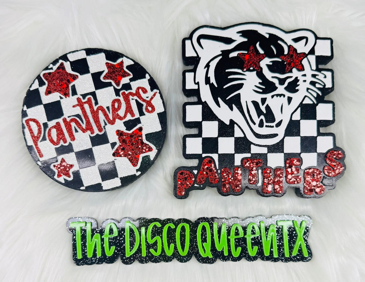 Checkered Star Eyes Panthers Mascot Silicone Freshie Mold - Red River Mold Co
