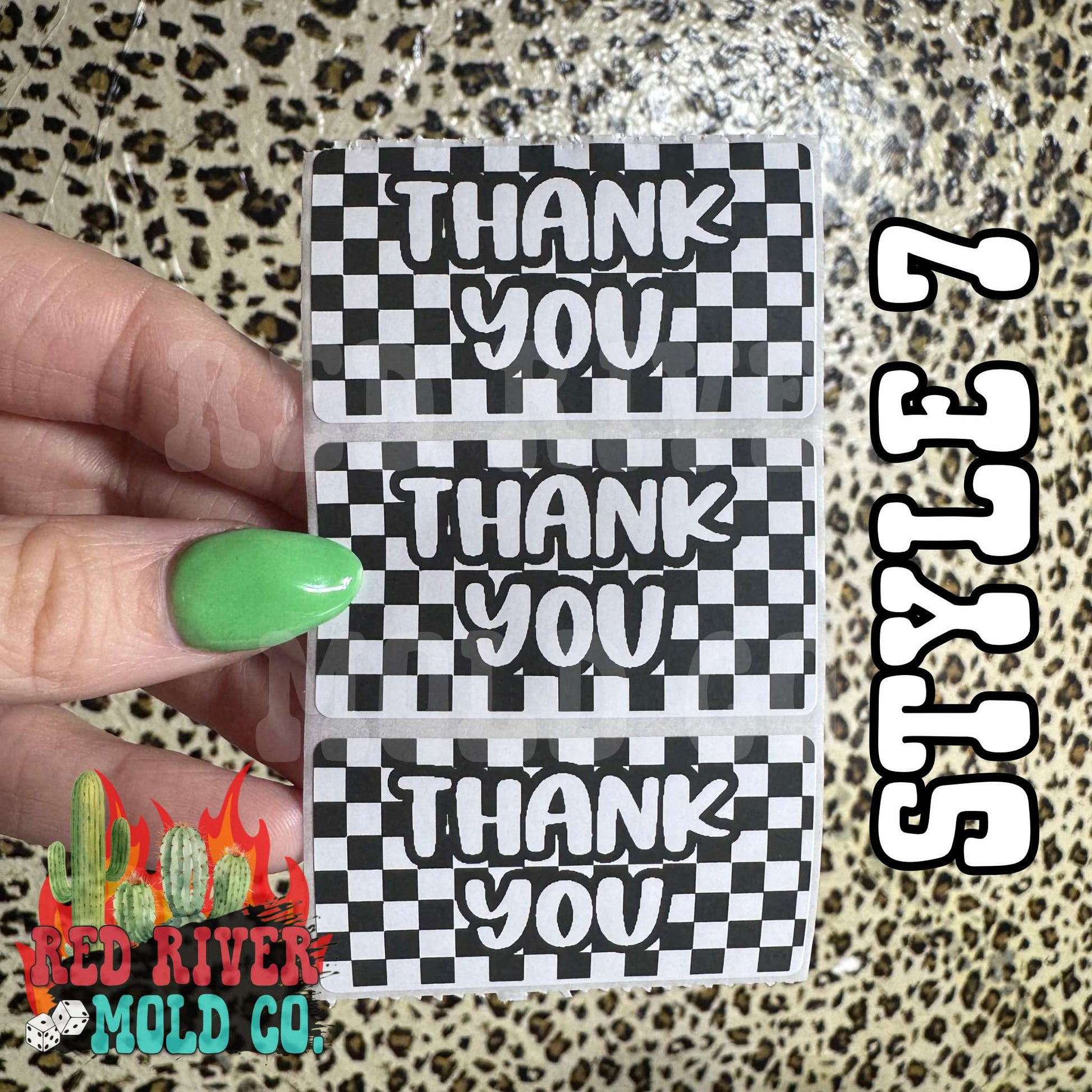 Checkered Thank You Package Stickers - Red River Mold Co