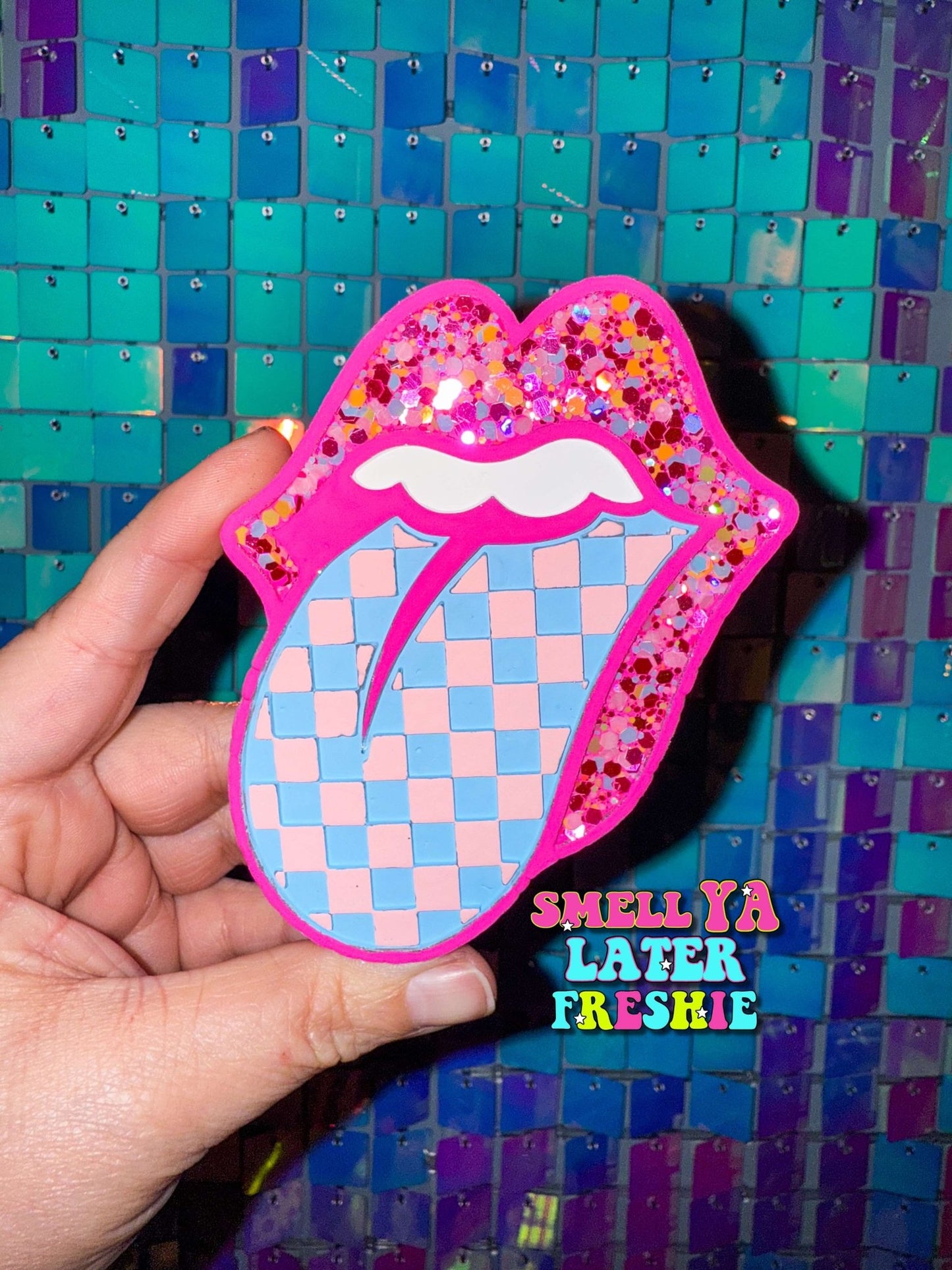 Checkered Tongue Silicone Freshie Mold - Red River Mold Co