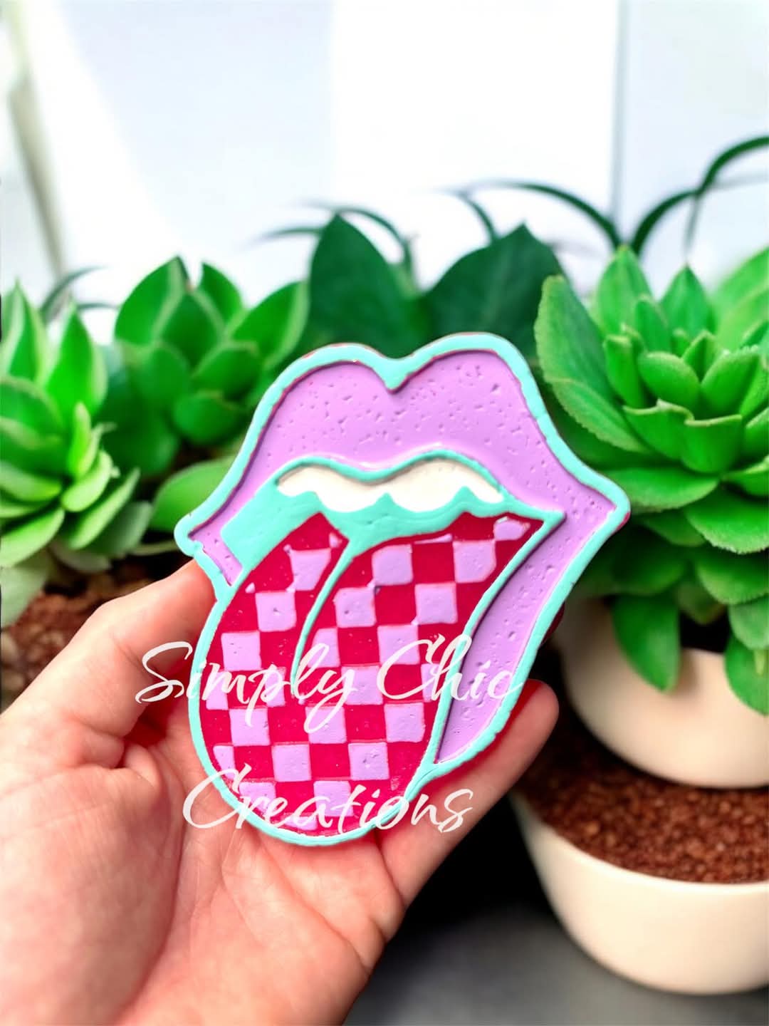 Checkered Tongue Silicone Freshie Mold - Red River Mold Co