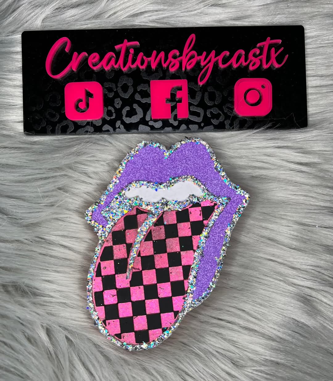 Checkered Tongue Silicone Freshie Mold - Red River Mold Co
