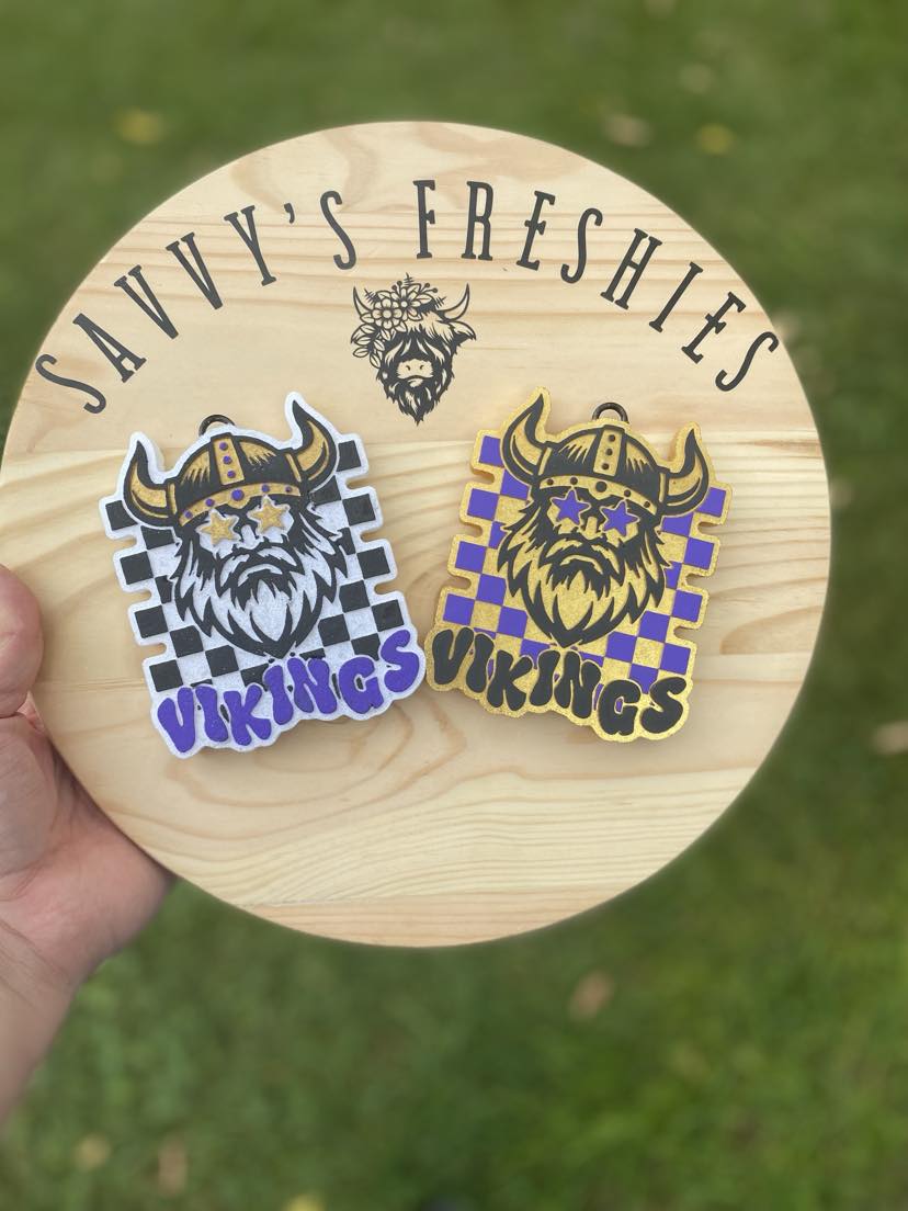 Checkered Vikings With Star Eyes Mascot Silicone Freshie Mold - Red River Mold Co