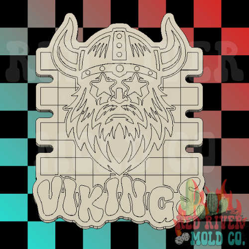 Checkered Vikings With Star Eyes Mascot Silicone Freshie Mold - Red River Mold Co