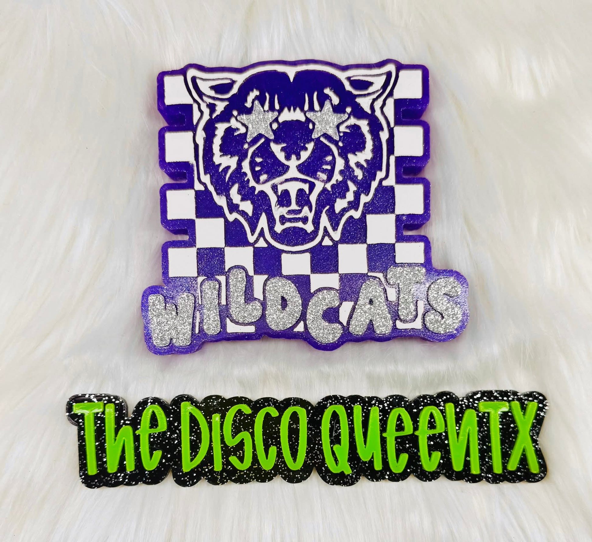 Checkered WildCat With Star Eyes Mascot Silicone Freshie Mold RRMC Exclusive - Red River Mold Co