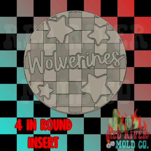 Checkered Wolverines With Stars 4 in Round Mold Insert - Red River Mold Co