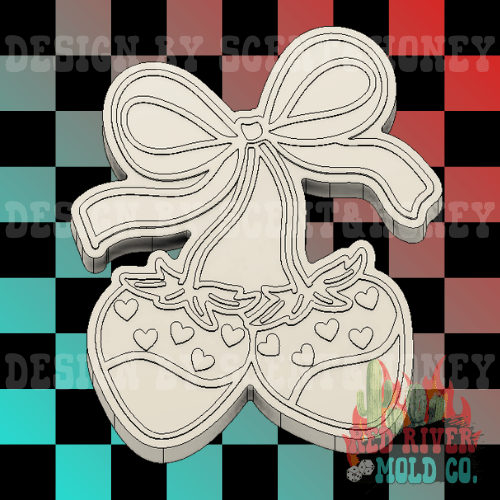 Chocolate Strawberry Cherries with a bow Silicone Freshie Mold - Red River Mold Co