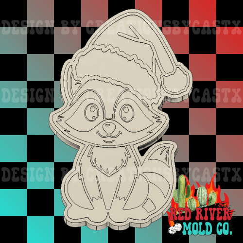 Christmas Racoon Silicone Freshie Mold - Red River Mold Co