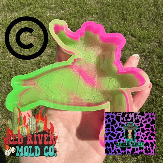 Cowboy riding a Sea Turtle Silicone Freshie Mold (RRMC & Ramblin Darlin collab) - Red River Mold Co