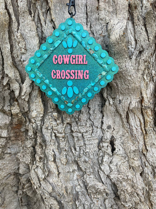 Cowgirl Crossing Sign Silicone Freshie Mold (RRMC Exclusive) - Red River Mold Co