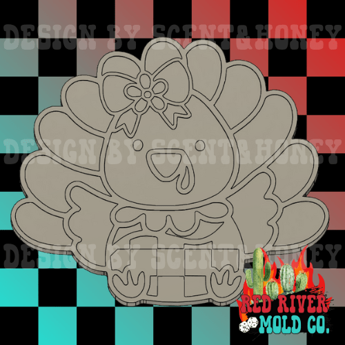 Cute Checkered Turkey Silicone Freshie Mold - Red River Mold Co