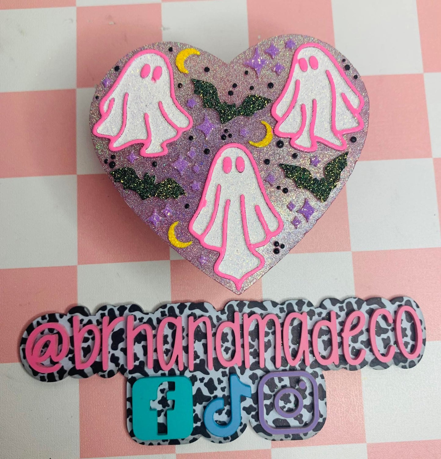 Cute Ghost and Bats Heart Silicone Freshie Mold - Red River Mold Co