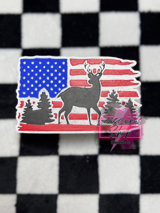 Deer In The Woods Flag Silicone Freshie Mold - Red River Mold Co