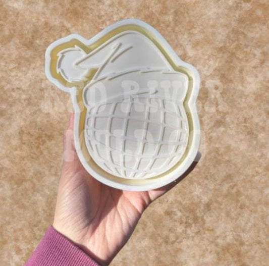 Disco Ball with a santa hat Silicone Freshie Mold - Red River Mold Co