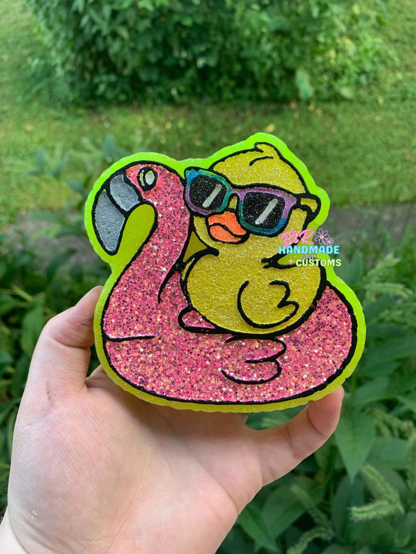 Duck On A Flamingo Floatie Silicone Freshie Mold - Red River Mold Co