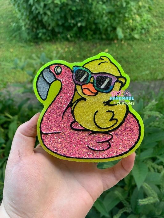 Duck On A Flamingo Floatie Silicone Freshie Mold - Red River Mold Co
