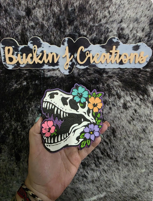 Floral Dino Skull Silicone Freshie Mold - Red River Mold Co