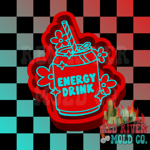 Floral Energy Drink Silicone Freshie Mold (AGS Mold) - Red River Mold Co