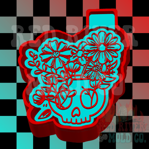 Floral Skull Pot Silicone Freshie Mold - Red River Mold Co