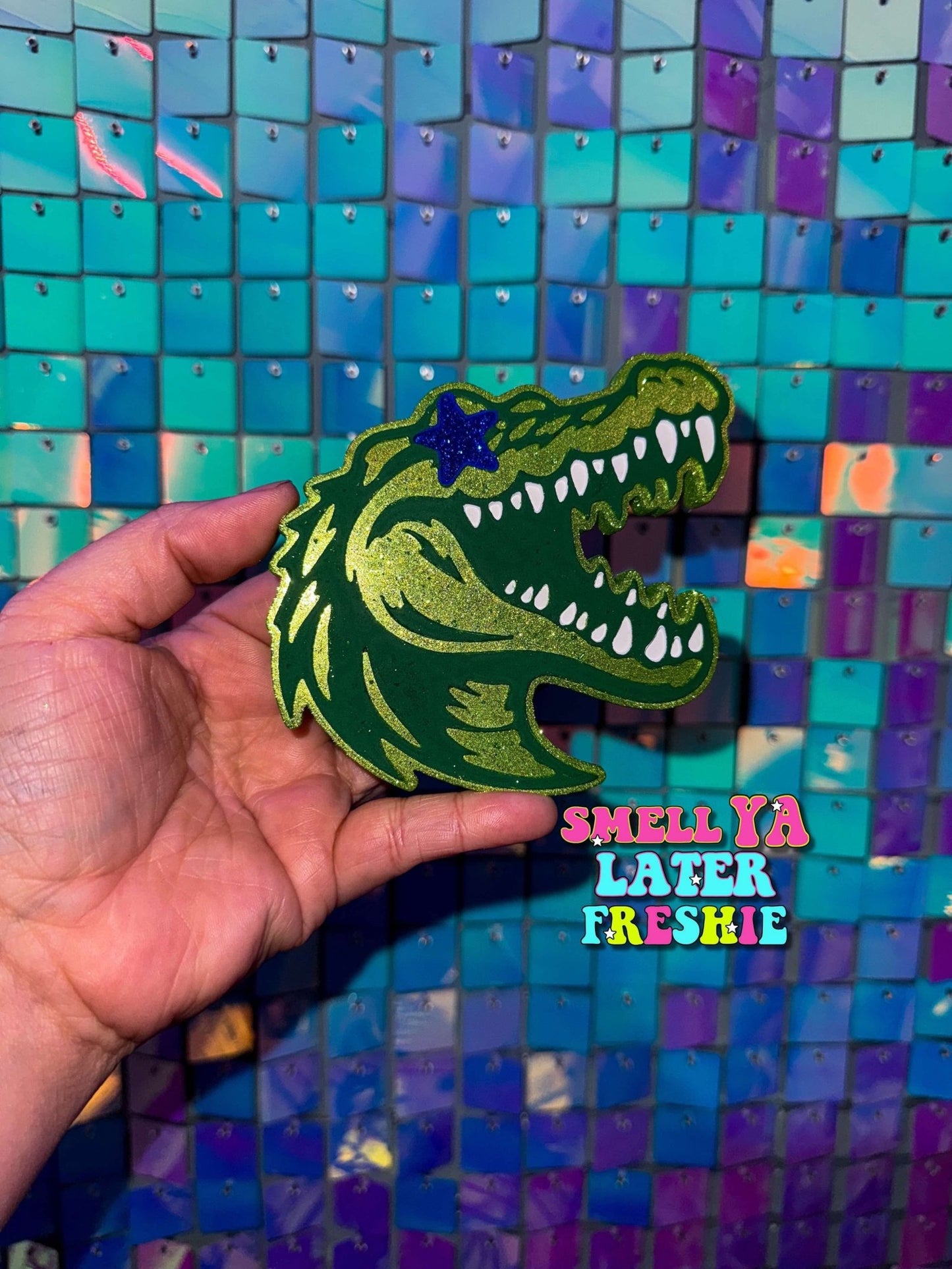 Gator Mascot With Star Eyes Silicone Freshie Mold - Red River Mold Co