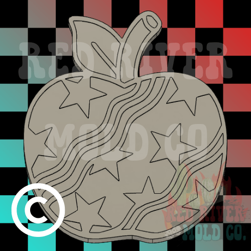 Groovy Apple with Stars Silicone Freshie Mold (COPYRIGHT PROTECTED) - Red River Mold Co