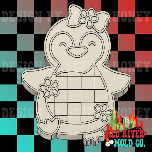 Groovy Checkered Penguin Silicone Freshie Mold - Red River Mold Co