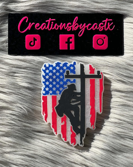 Lineman Flag Silicone Freshie Mold - Red River Mold Co