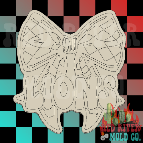 Lions With A Checkered Bow Silicone Freshie Mold - Red River Mold Co