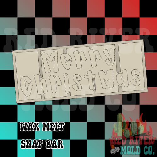 Merry Christmas Silicone Wax Melt Snap Bar Mold - Red River Mold Co