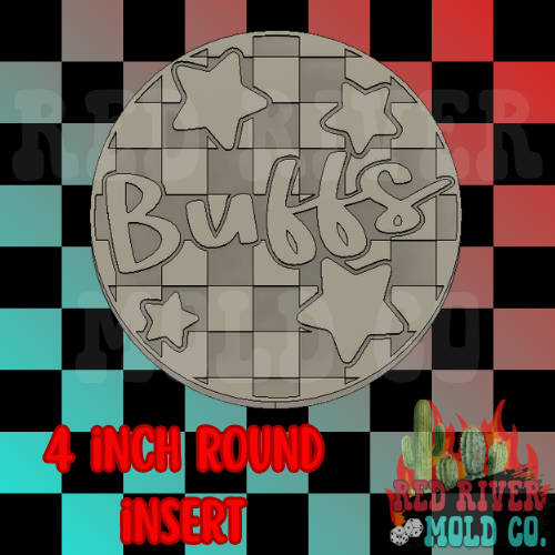 Checkered Buffs With Stars 4 in Round Mold Insert
