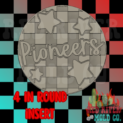 Checkered Pioneers With Stars 4 in Round Mold Insert