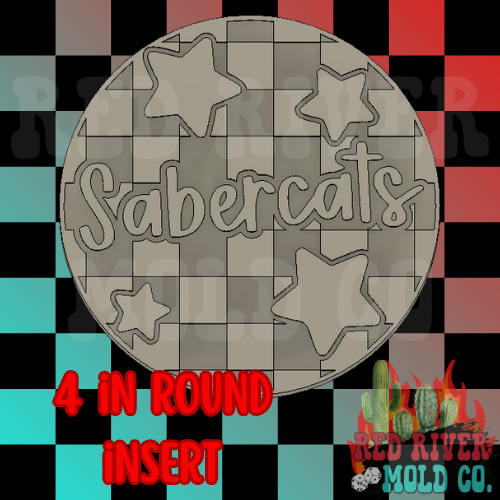 Checkered Sabercats With Stars 4 in Round Mold Insert