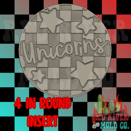 Checkered Unicorns With Stars 4 in Round Mold Insert