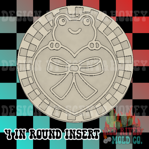 Checkered Valentine's Day Frog 4 in Round Mold Insert
