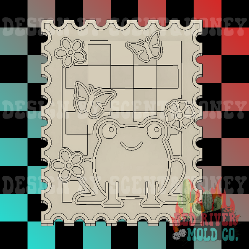 Spring Frog Checkered Stamp Silicone Freshie Mold