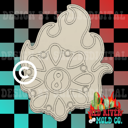 Flaming Concho 8 Ball Silicone Freshie Mold