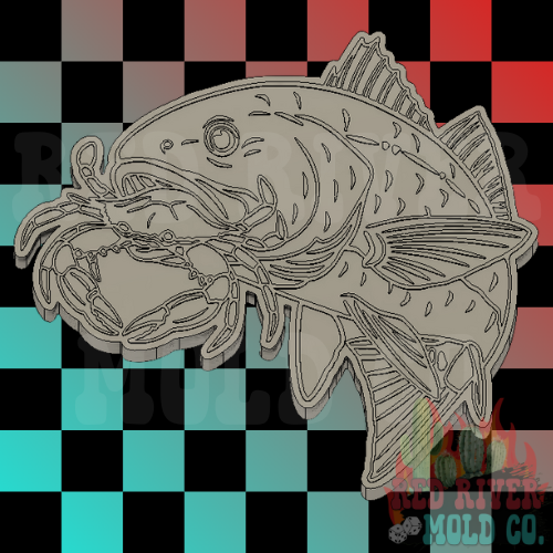 Red Fish With A Crab In It's Mouth Silicone Freshie Mold