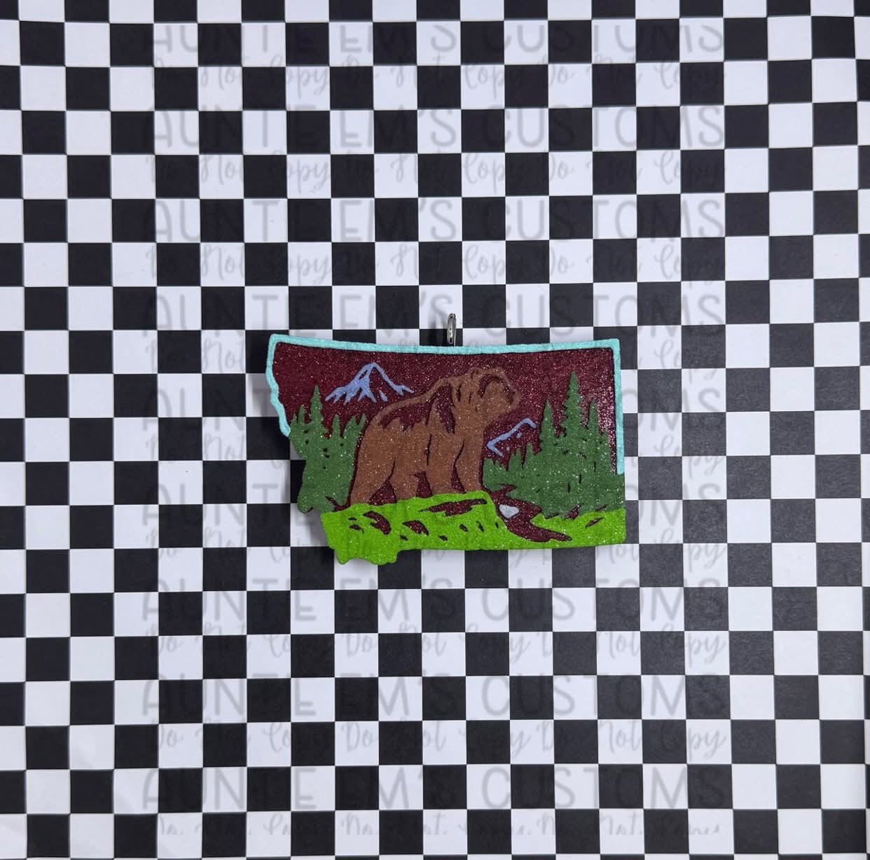 Montana with Mountains and a Bear Silicone Freshie Mold - Red River Mold Co