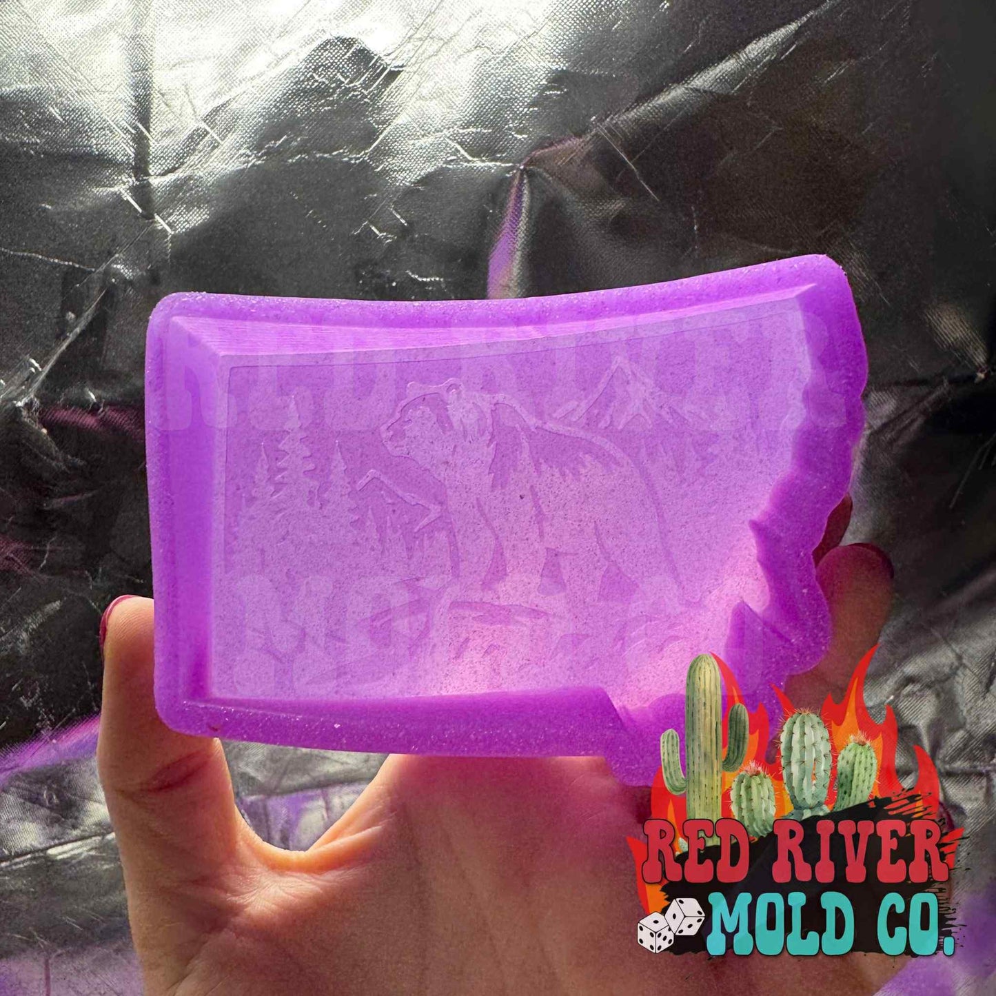 Montana with Mountains and a Bear Silicone Freshie Mold - Red River Mold Co