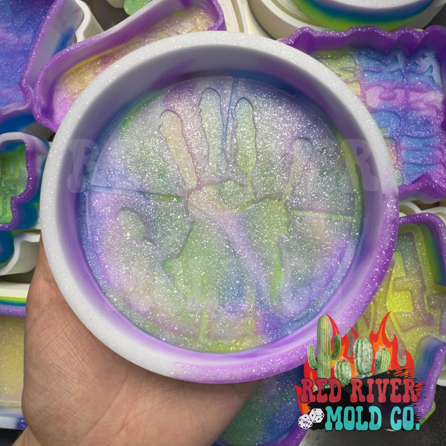 Native American Medicine Wheel with Hand Print Silicone Freshie Mold - Red River Mold Co