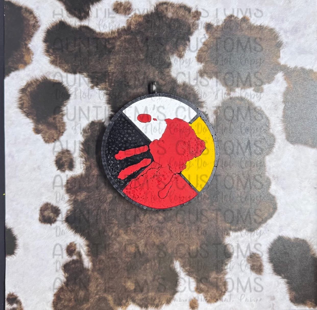 Native American Medicine Wheel with Hand Print Silicone Freshie Mold - Red River Mold Co