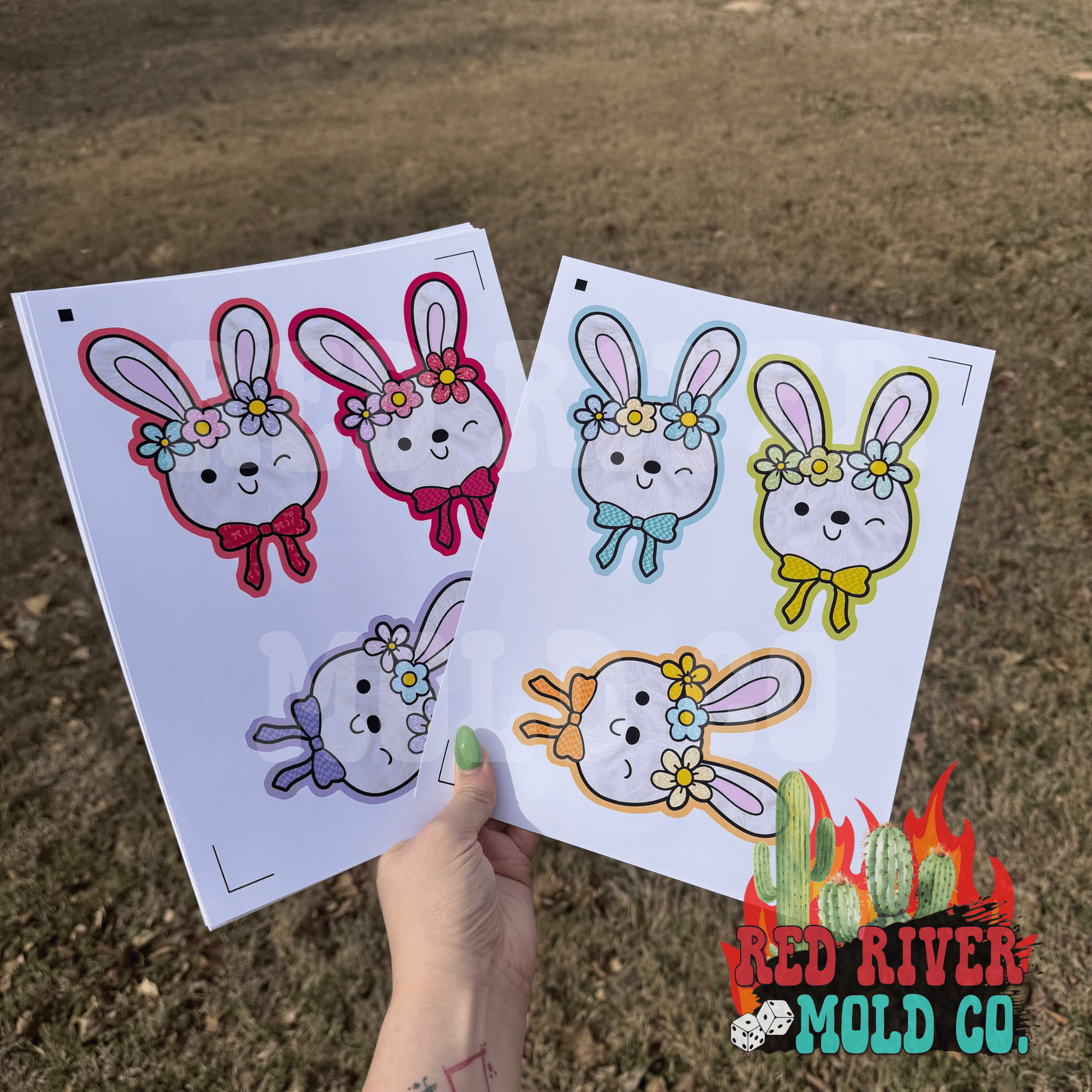 Natollie Creation's bunny with a floral headband cardstock grab bag - Red River Mold Co