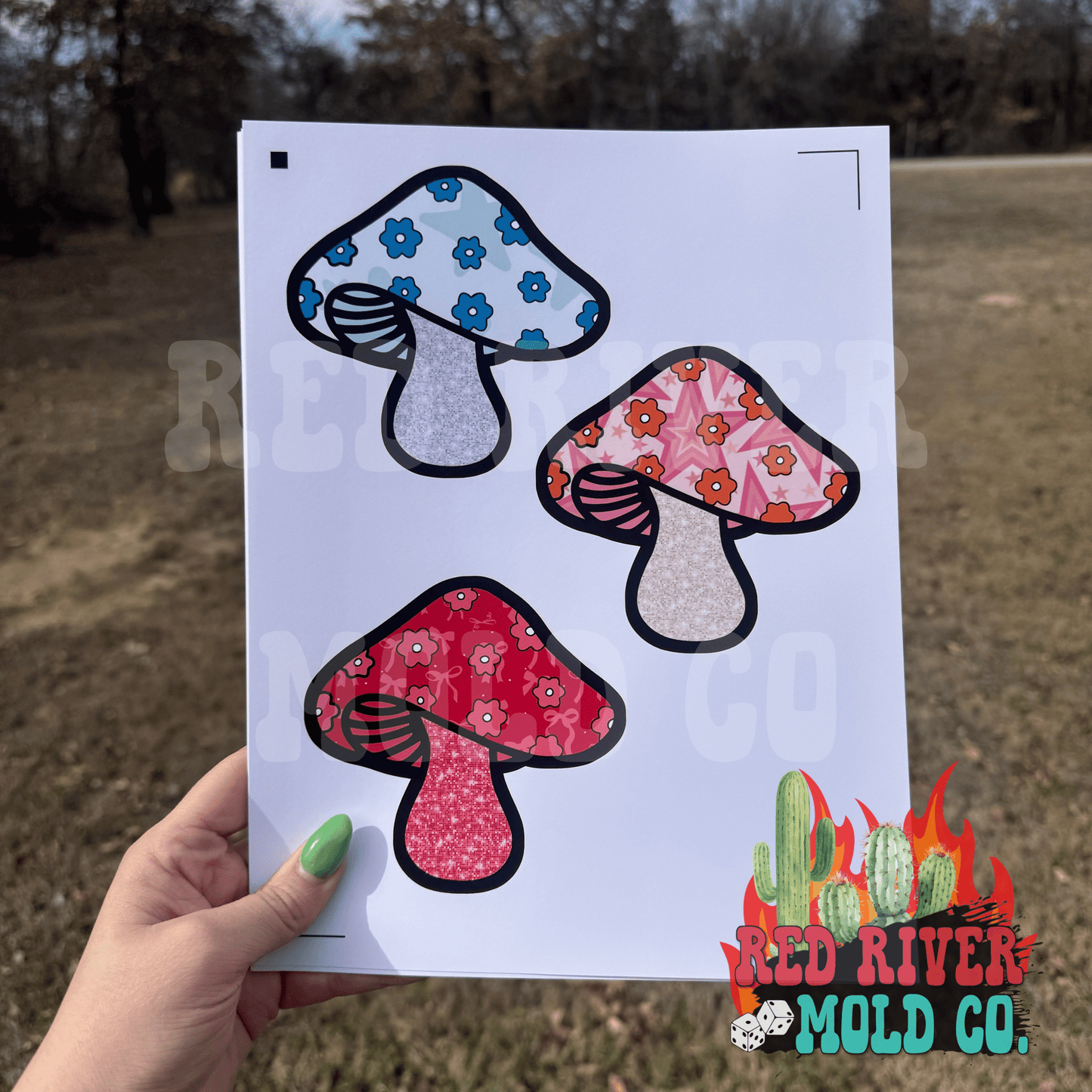 Natollie Creation's floral mushroom cardstock grab bag - Red River Mold Co
