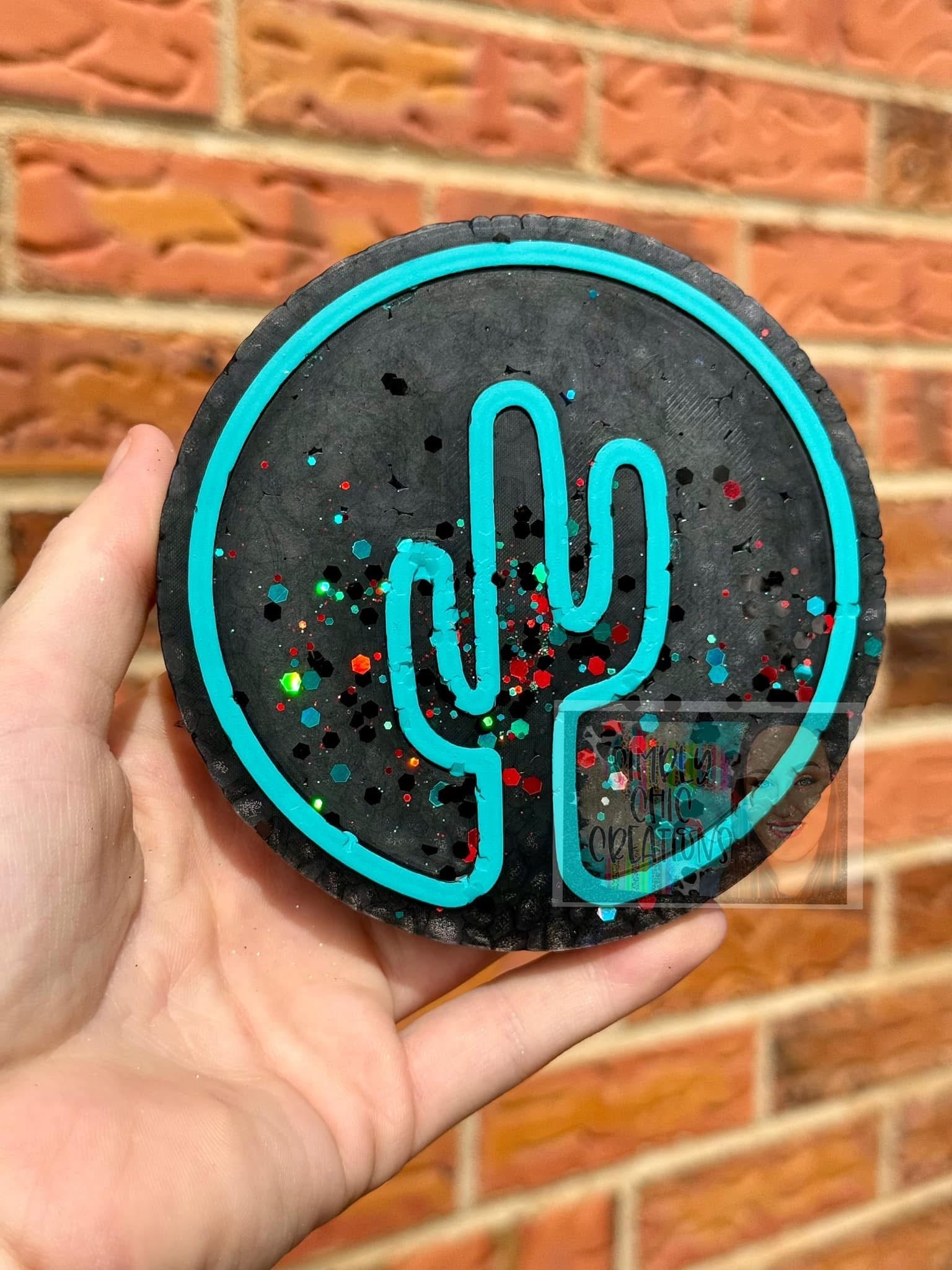 Neon Cactus Round Silicone Freshie Mold - Red River Mold Co