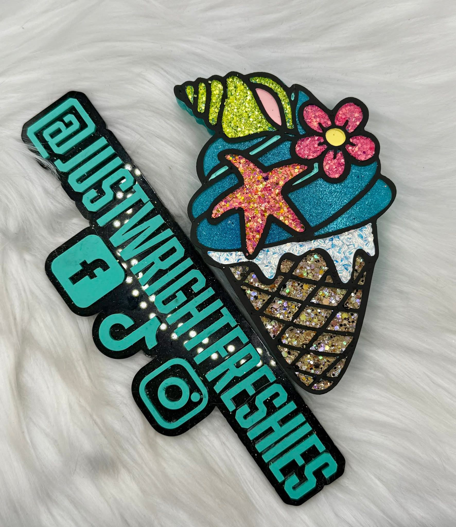 Ocean Floral Ice Cream Cone Silicone Freshie Mold - Red River Mold Co