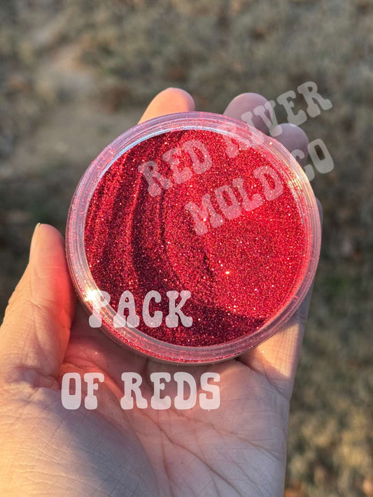 Pack of Reds Premium Fine Glitter (1/128) Metallic - Red River Mold Co