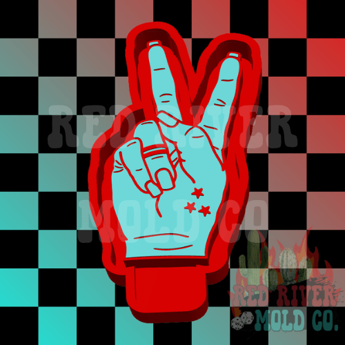 Peace Hand with Stars Silicone Freshie Mold - Red River Mold Co