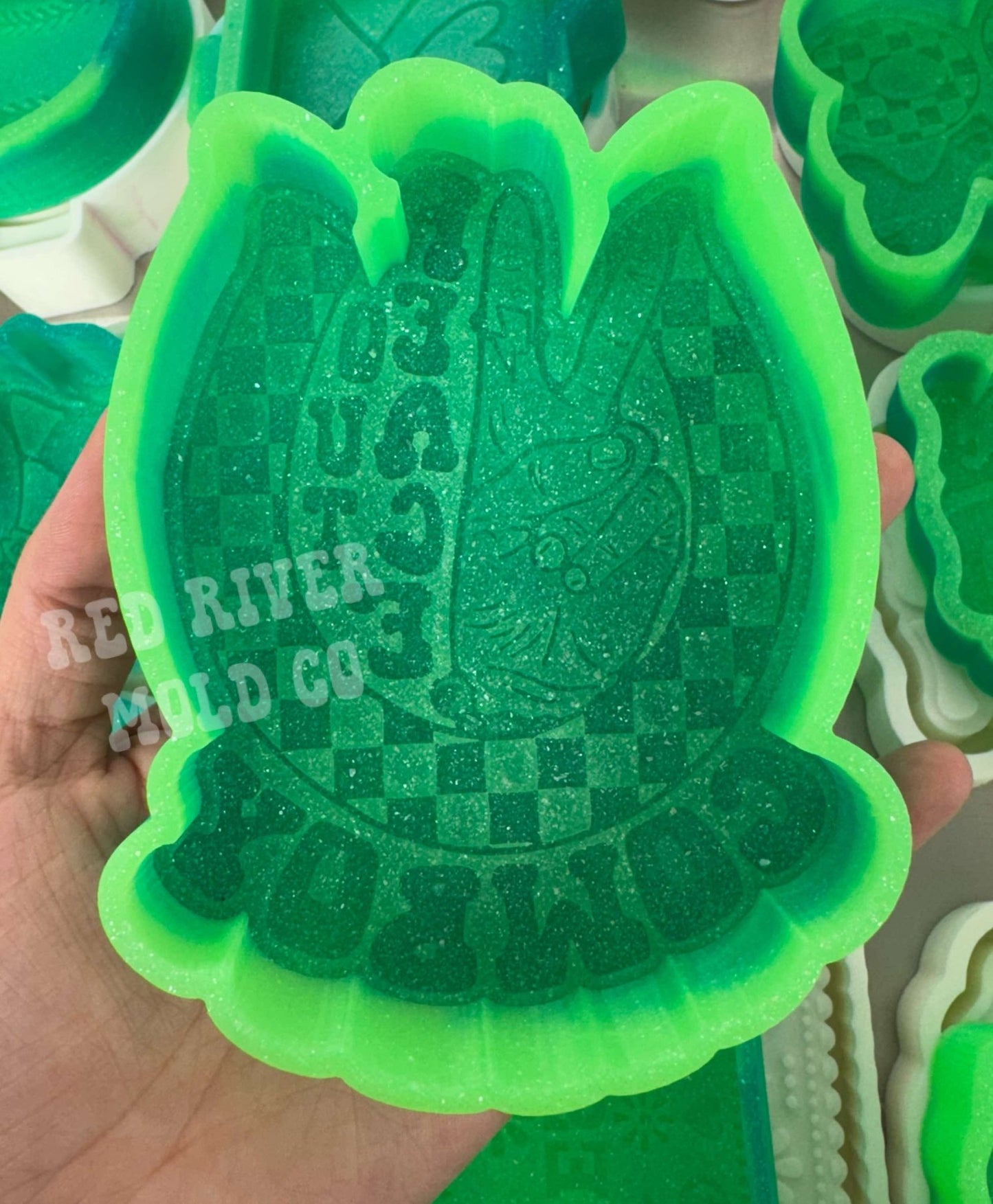 Peace Out Cowboy Checkered Horse Shoe Silicone Freshie Mold - Red River Mold Co